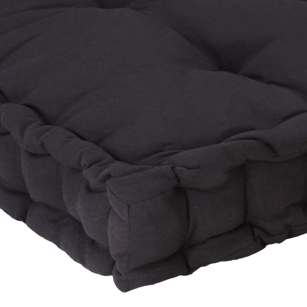 Coussins de plancher de palette lot de 2 Coton Noir