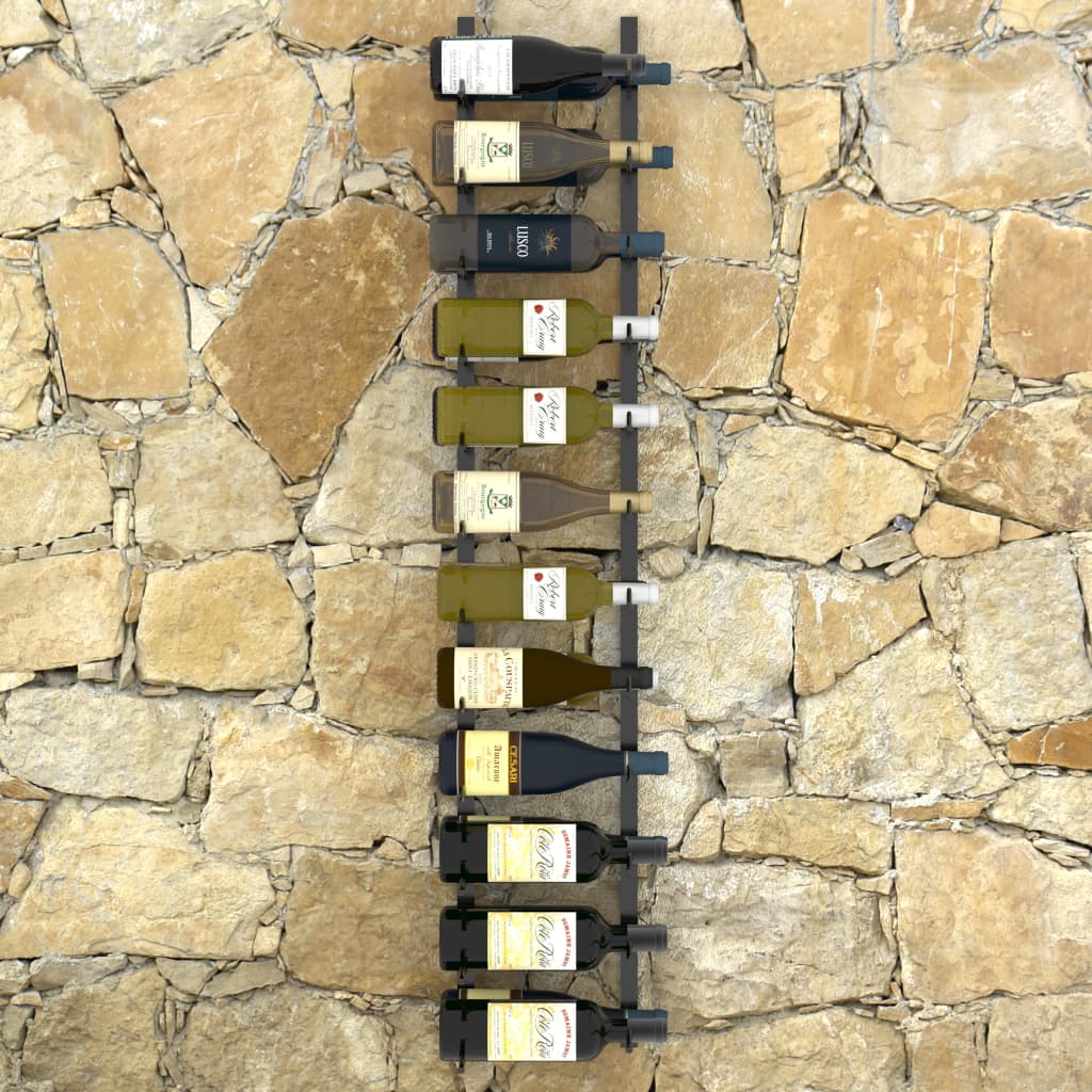 Wall mounted bottle rack for 24 bottles Black Iron