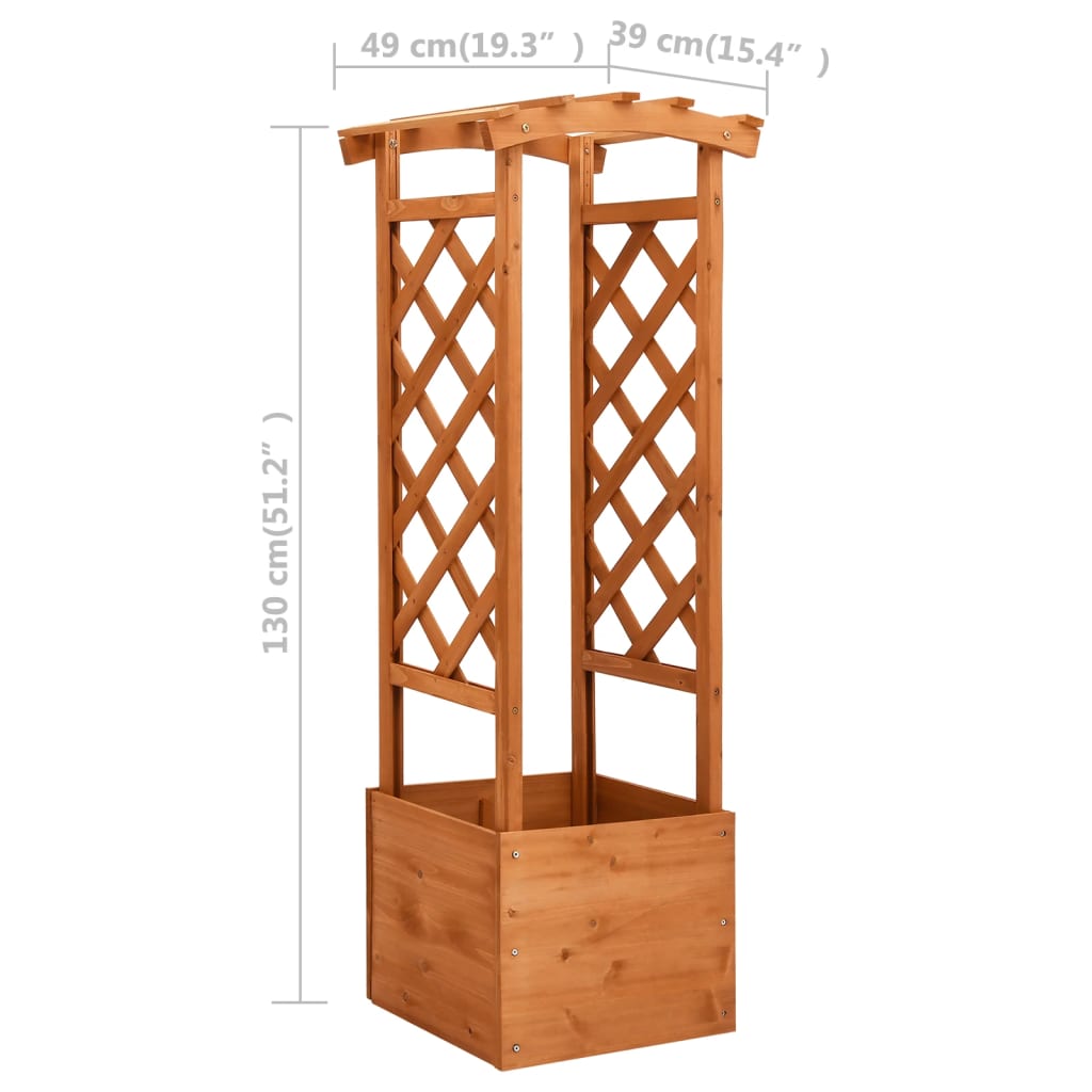 Jardinière à treillis avec arche 49x39x130 cm Bois de sapin