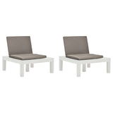 Chaises de salon de jardin et coussins lot de 2 Plastique Blanc