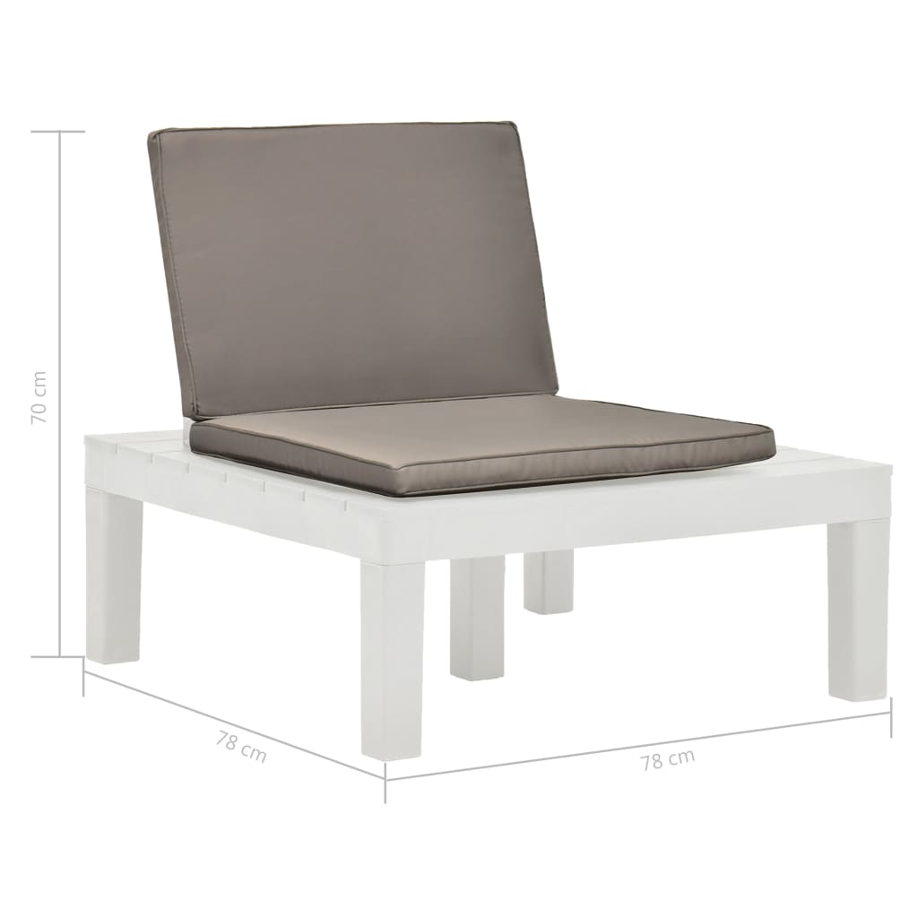 Chaises de salon de jardin et coussins lot de 2 Plastique Blanc