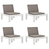 Chaises de salon de jardin et coussins lot de 4 Plastique Blanc