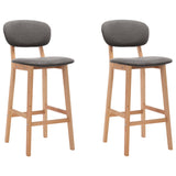 Bar stools set of 2 light gray fabric