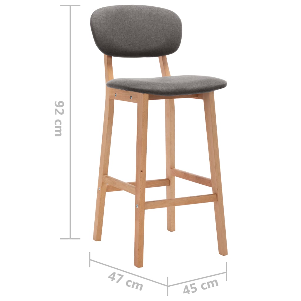 Bar stools set of 2 light gray fabric