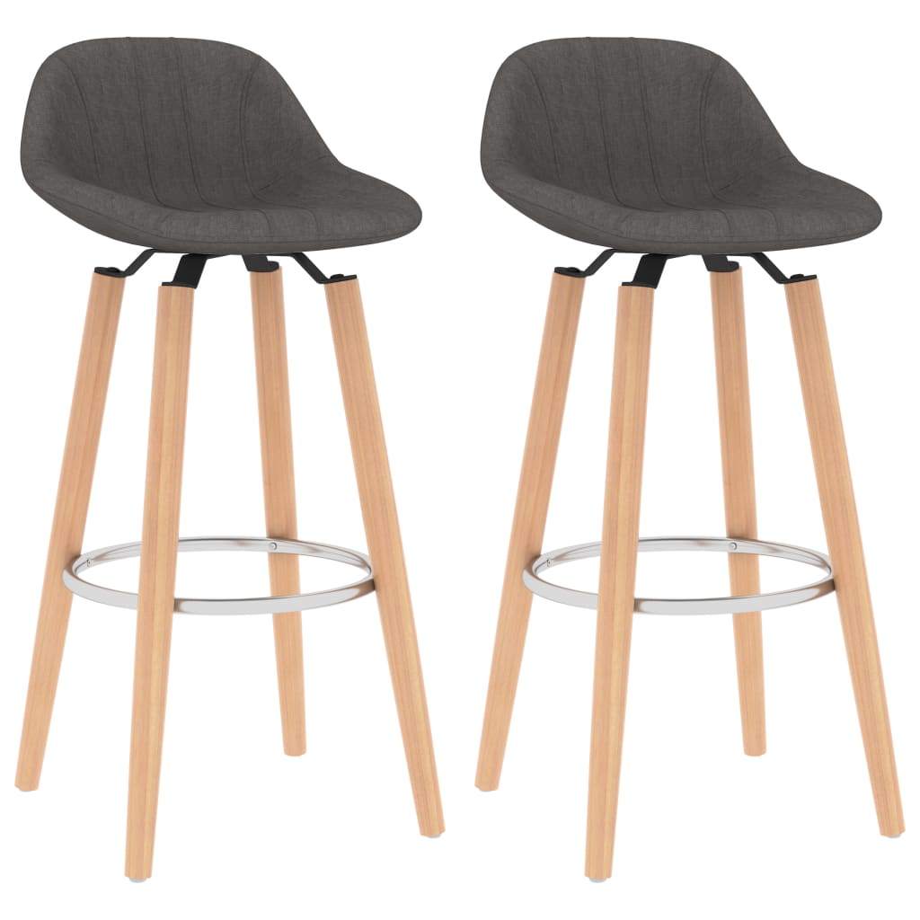 Tabourets de bar lot de 2 gris foncé tissu