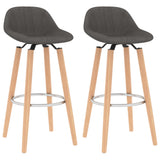 Tabourets de bar lot de 2 gris foncé tissu