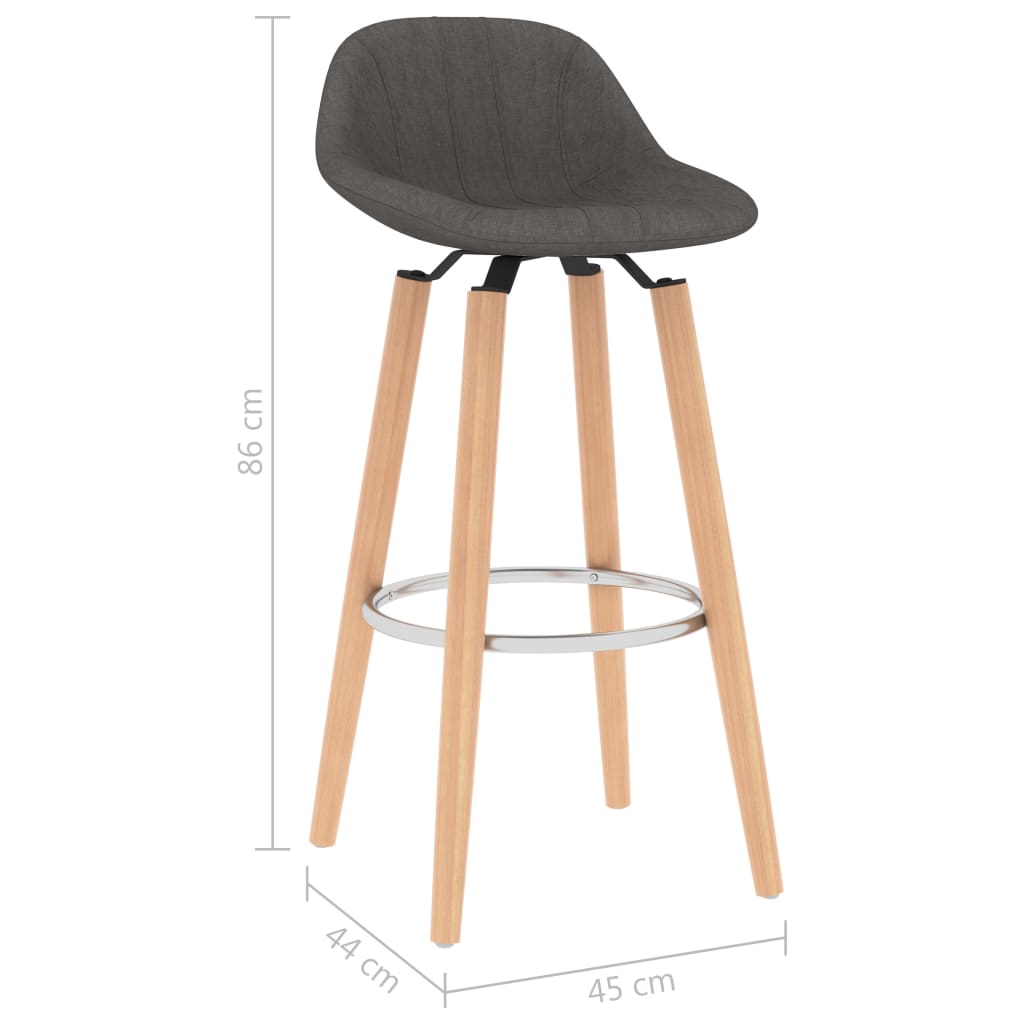 Tabourets de bar lot de 2 gris foncé tissu