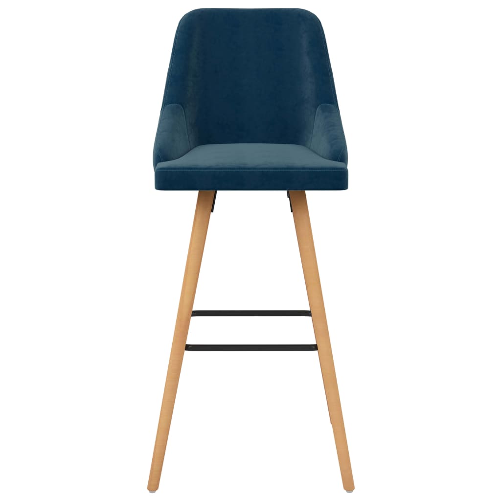 Tabourets de bar lot de 2 bleu velours