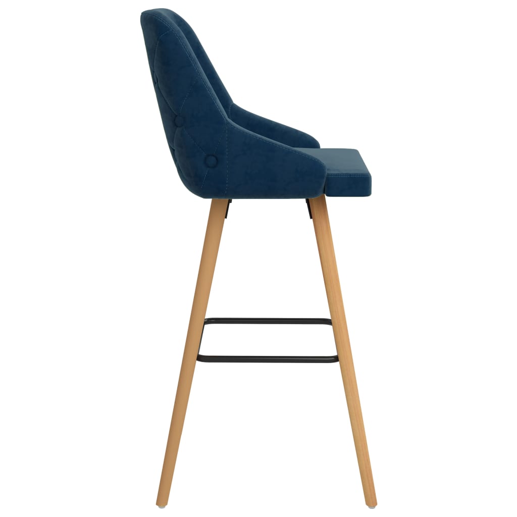 Tabourets de bar lot de 2 bleu velours