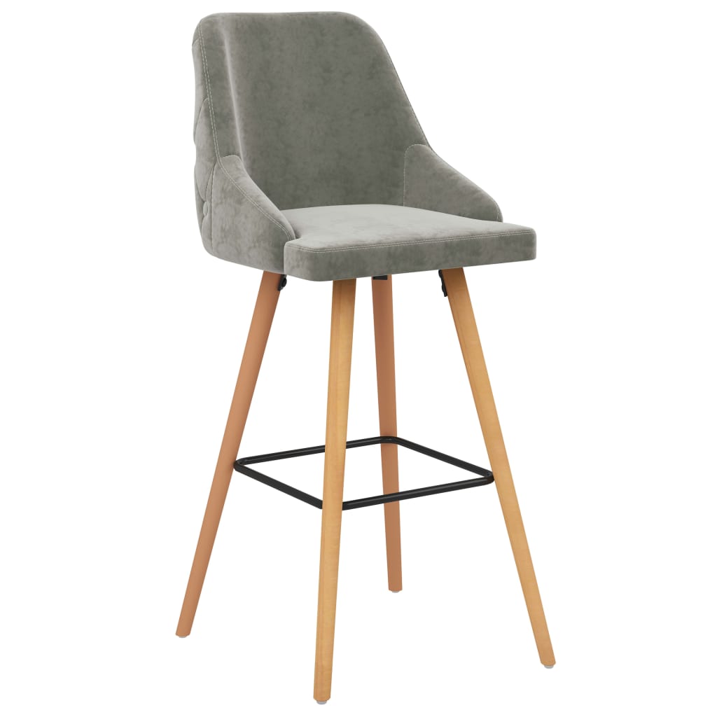 Tabourets de bar lot de 2 gris clair velours