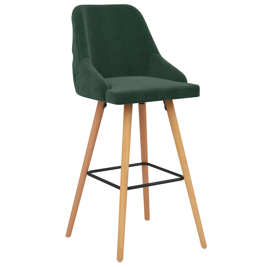 Tabourets de bar lot de 2 vert foncé velours