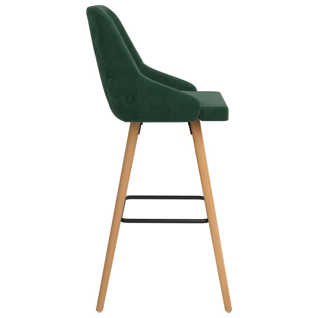 Tabourets de bar lot de 2 vert foncé velours