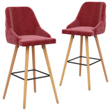 Tabourets de bar lot de 2 rouge bordeaux velours