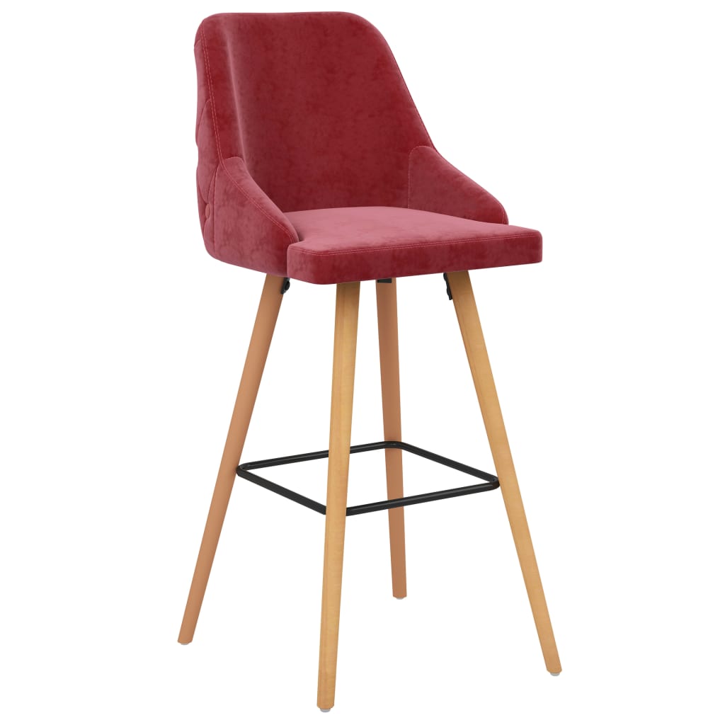 Tabourets de bar lot de 2 rouge bordeaux velours