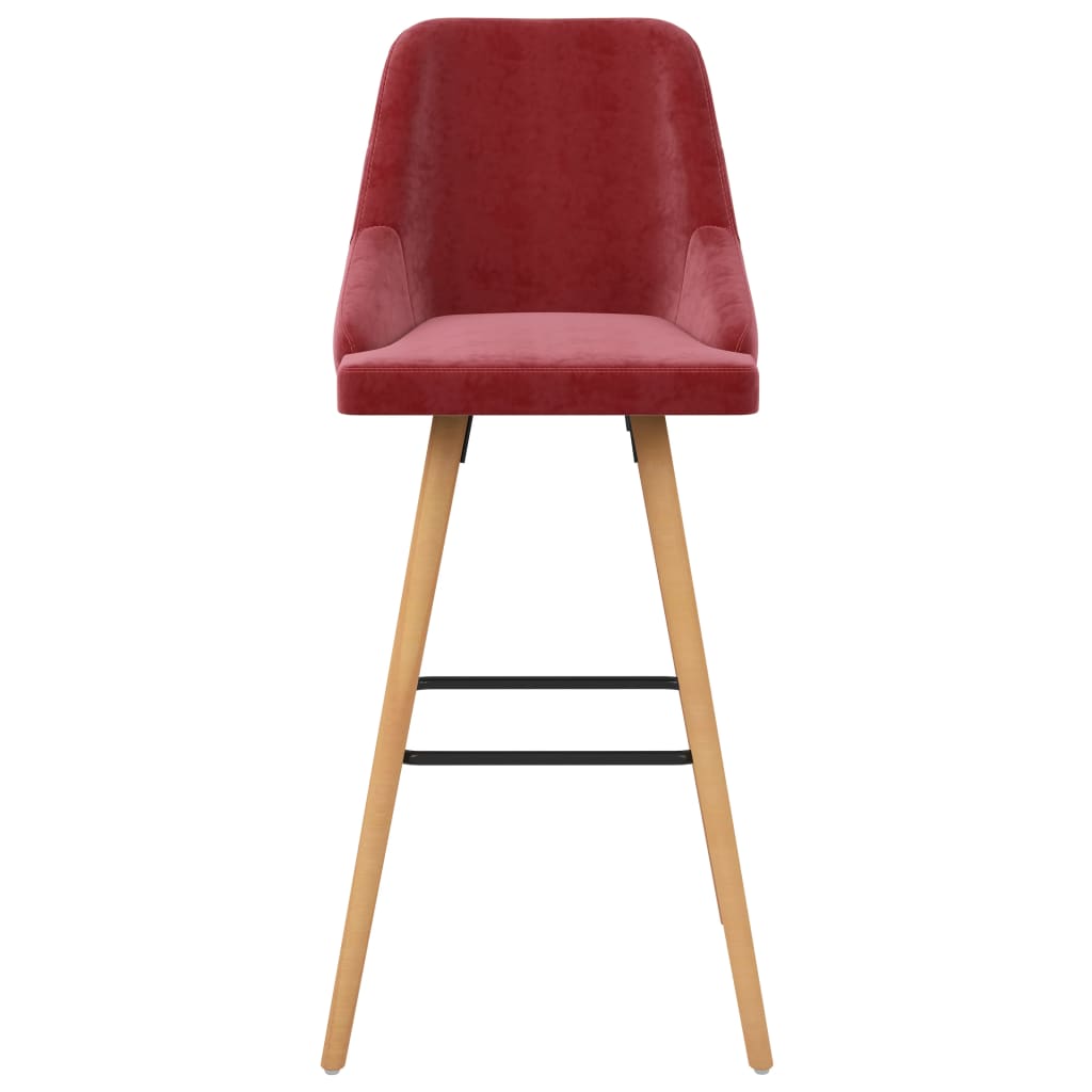 Tabourets de bar lot de 2 rouge bordeaux velours