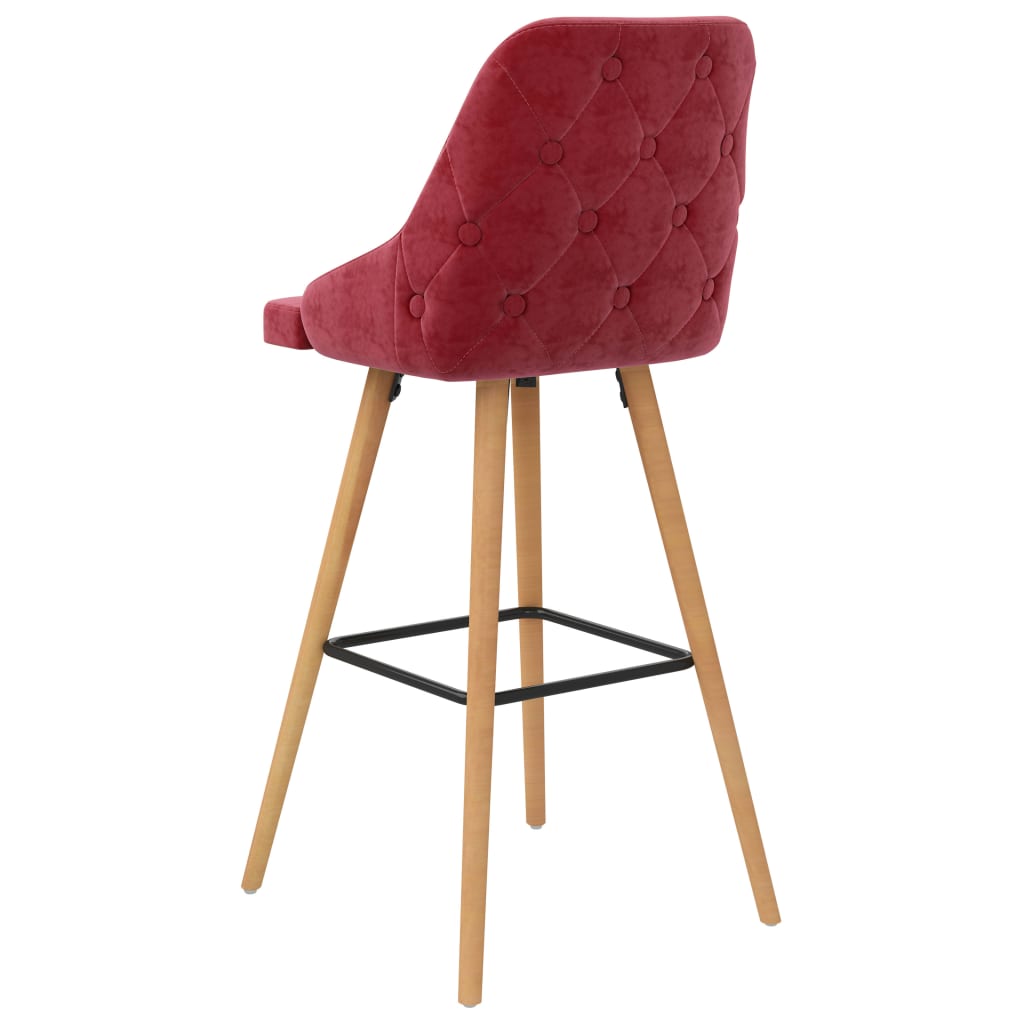 Tabourets de bar lot de 2 rouge bordeaux velours