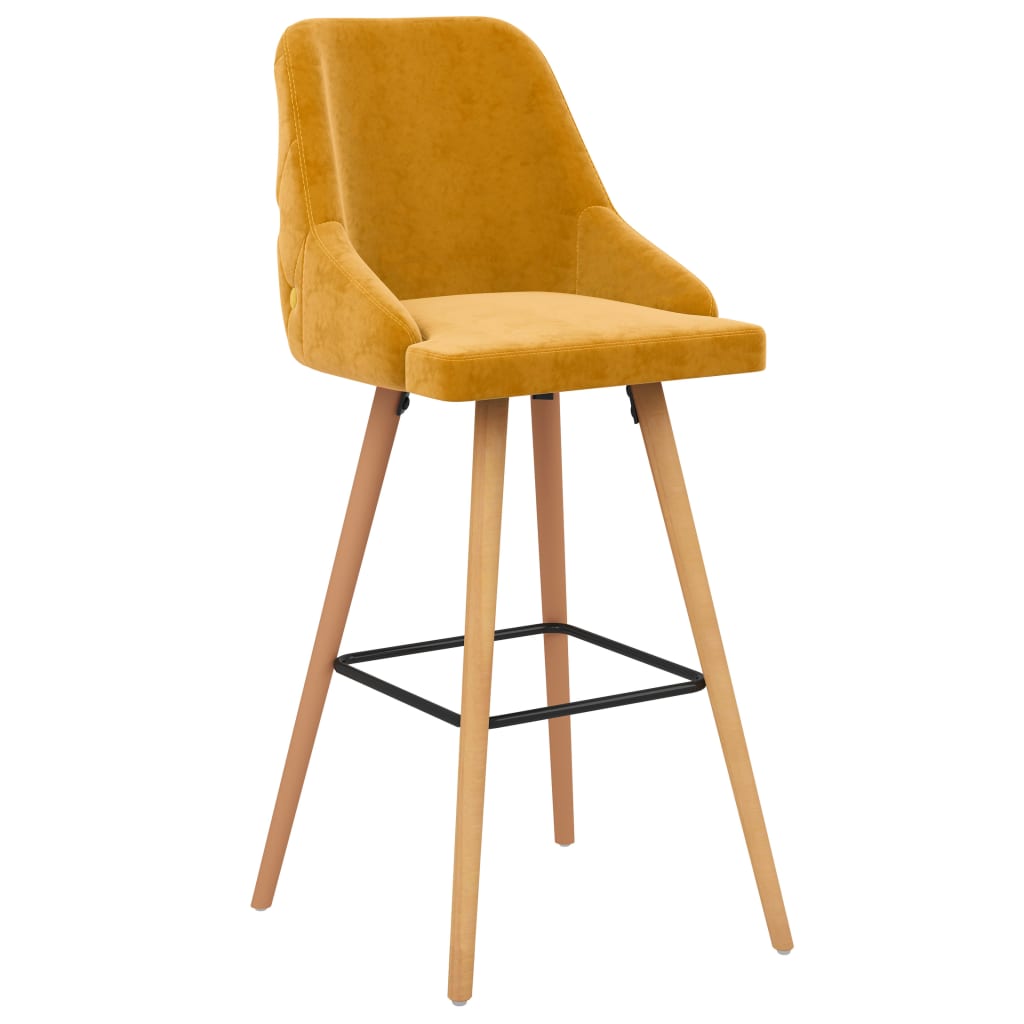 Tabourets de bar lot de 2 jaune velours