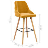 Tabourets de bar lot de 2 jaune velours