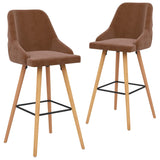 Tabourets de bar lot de 2 marron velours