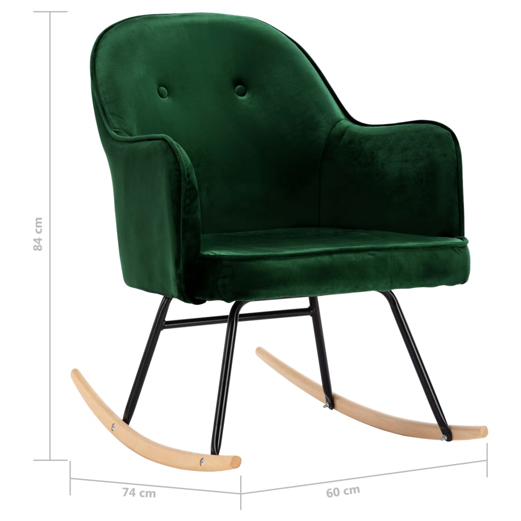 Chaise à bascule Vert foncé Velours