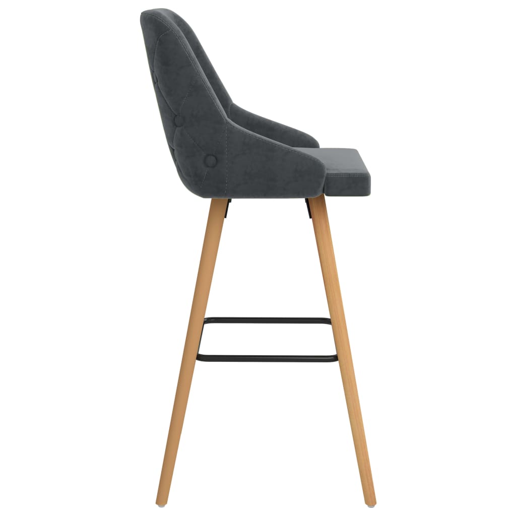 Chaises de bar lot de 2 gris foncé velours