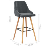 Chaises de bar lot de 2 gris foncé velours