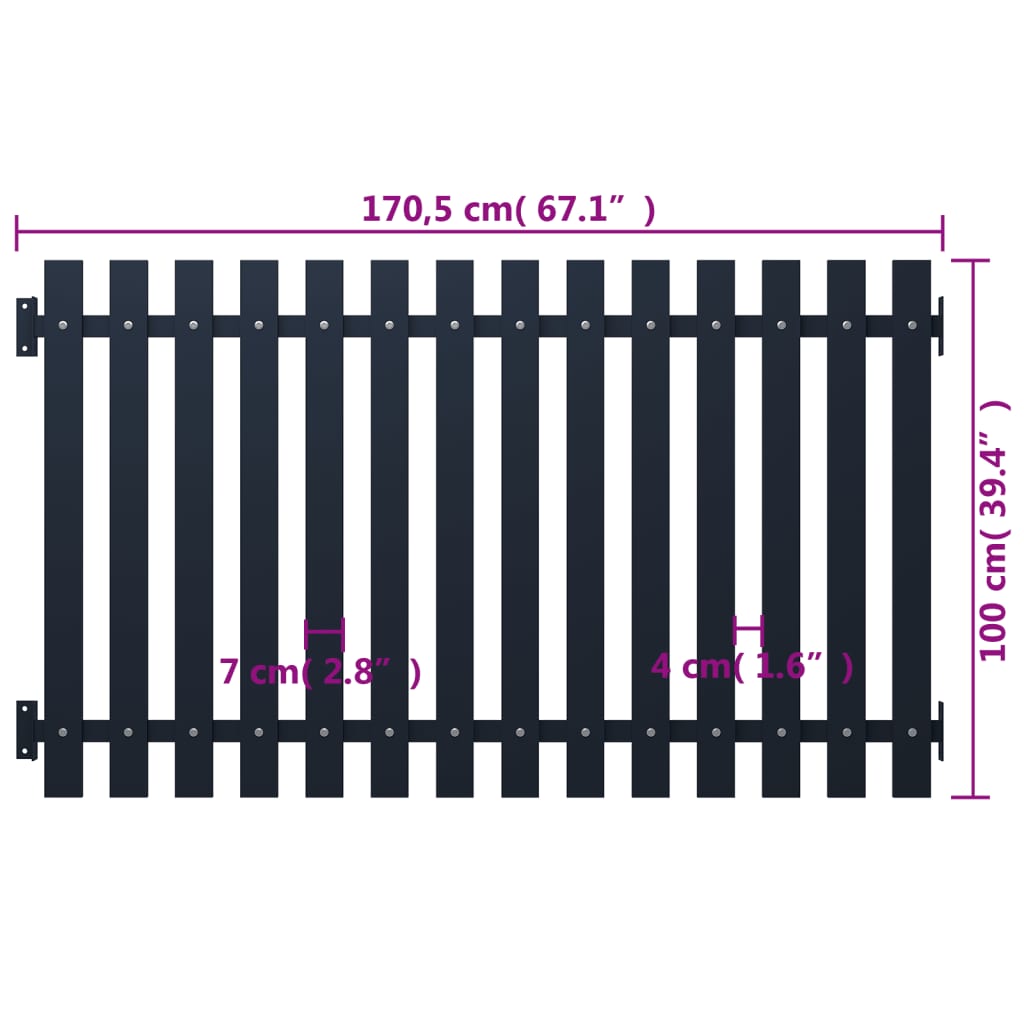 Anthracite fence panel 170.5x100 cm Powder coated steel