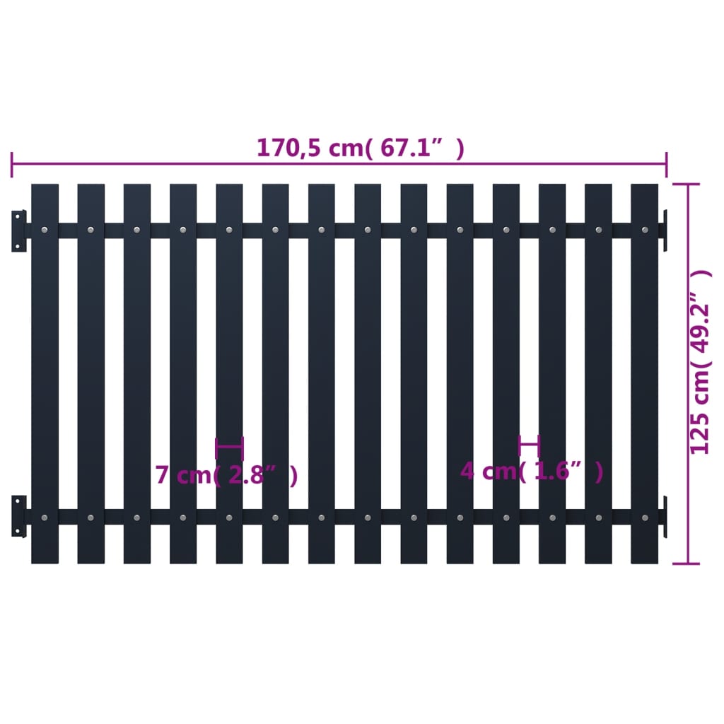 Anthracite fence panel 170.5x125 cm Powder coated steel