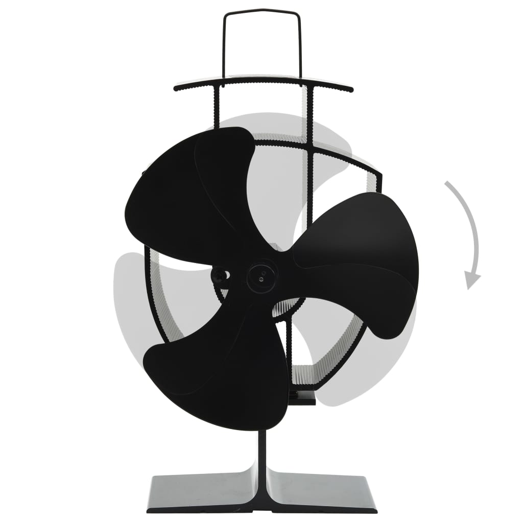 Ventilateur de poêle alimenté par chaleur 3 pales Noir