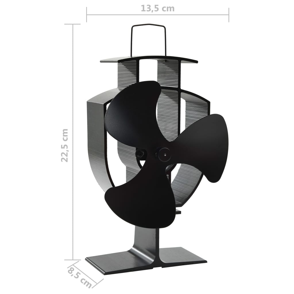 Ventilateur de poêle alimenté par chaleur 3 pales Noir