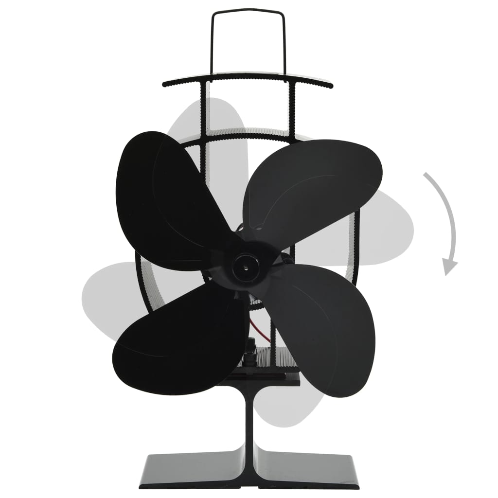 Ventilateur de poêle alimenté par chaleur 4 pales Noir