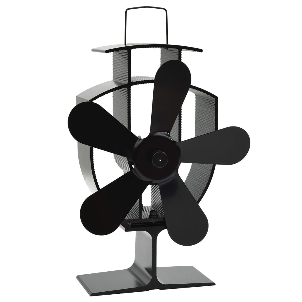 Ventilateur de poêle alimenté par chaleur 5 pales Noir