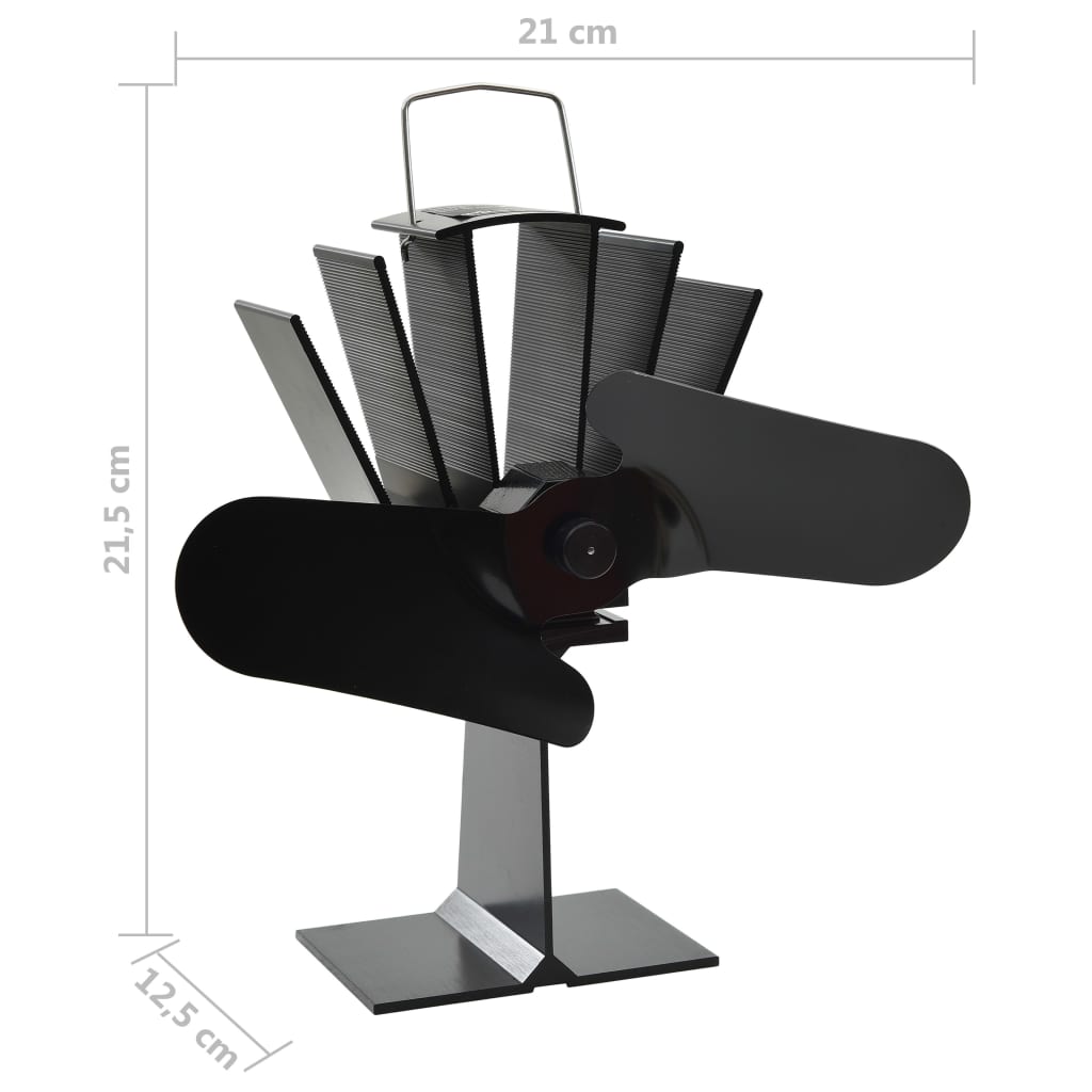 Ventilateur de poêle alimenté par chaleur 2 pales Noir