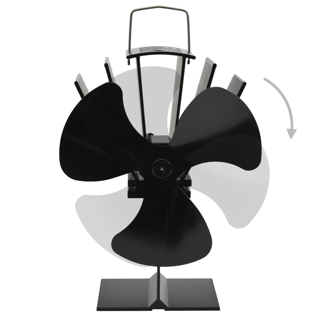 Ventilateur de poêle alimenté par chaleur 3 pales Noir