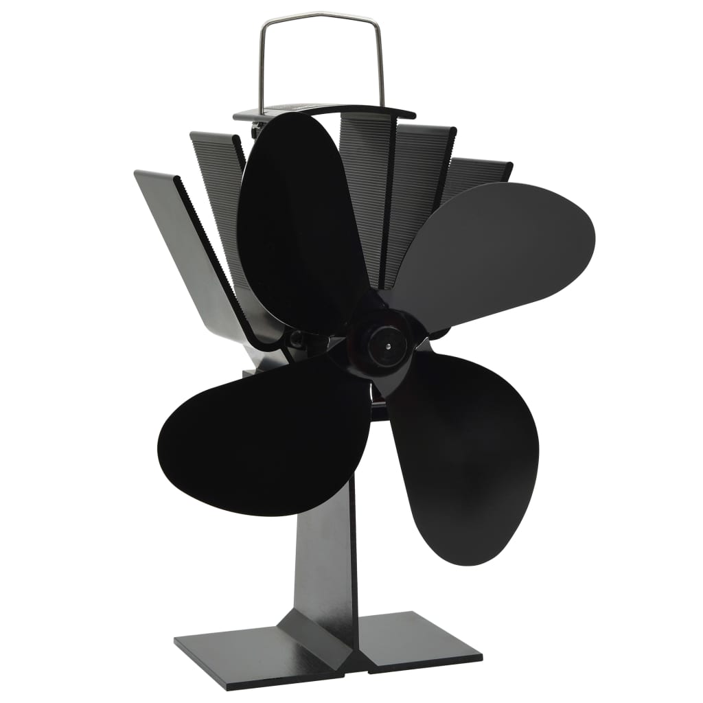 Ventilateur de poêle alimenté par chaleur 4 pales Noir