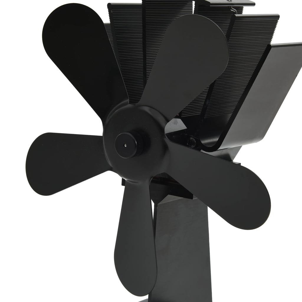 Ventilateur de poêle alimenté par chaleur 5 pales Noir