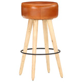 Tabourets de bar lot de 2 cuir véritable et bois de manguier