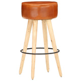 Tabourets de bar lot de 2 cuir véritable et bois de manguier