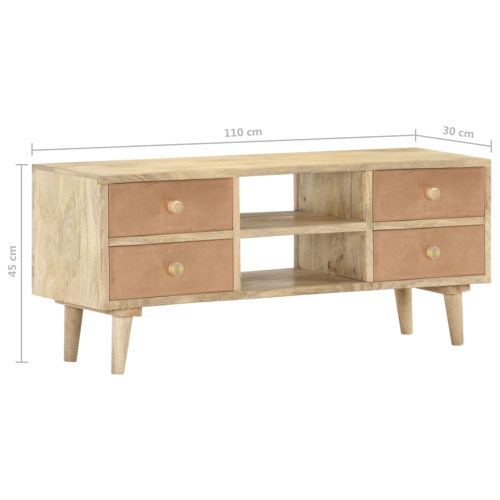 Meuble TV 110x30x45 cm Bois de manguier solide