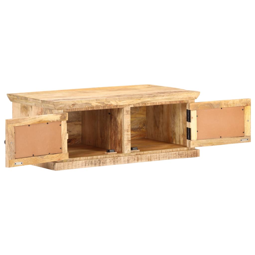 Table basse 90x50x35 cm Bois de manguier et canne naturelle