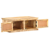 Table basse 90x50x35 cm Bois de manguier et canne naturelle