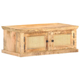 Table basse 90x50x35 cm Bois de manguier et canne naturelle