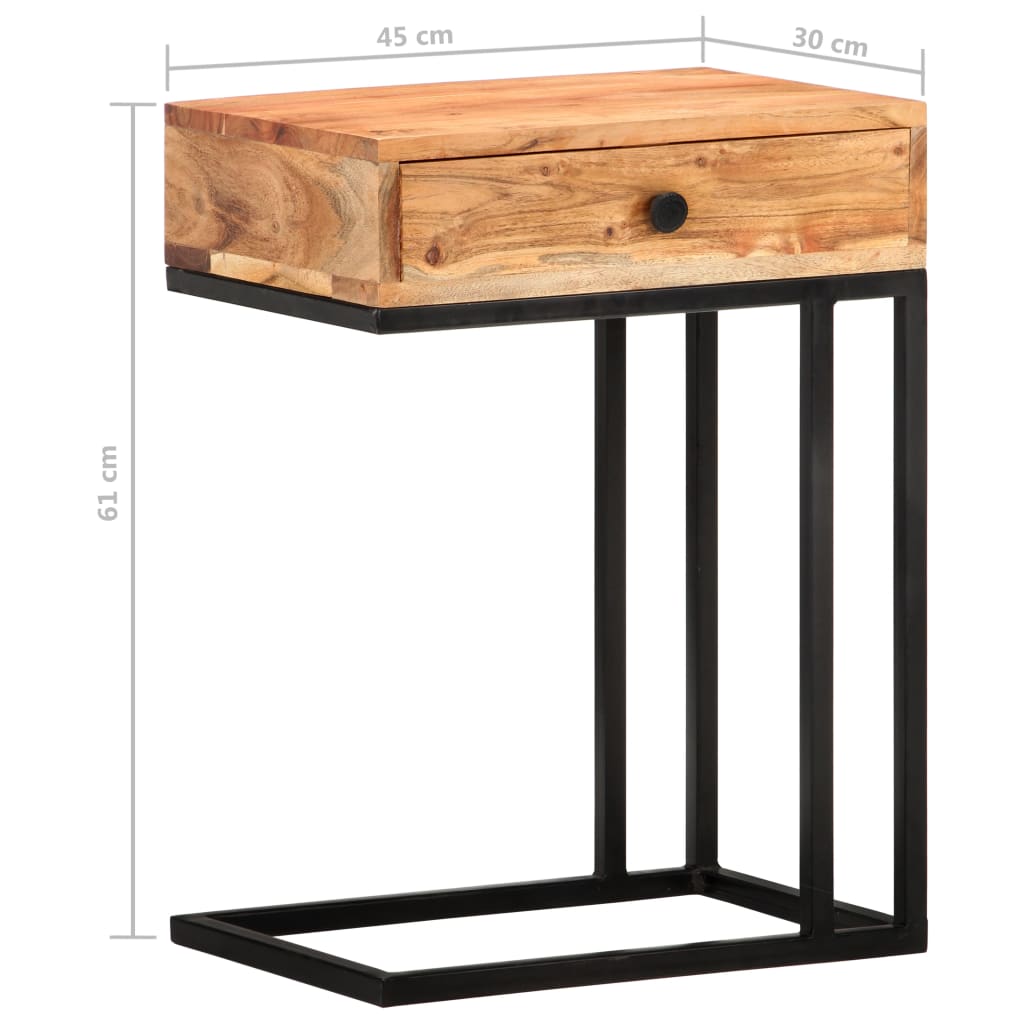 Table d'appoint en forme d'U 45x30x61 cm Bois d'acacia massif