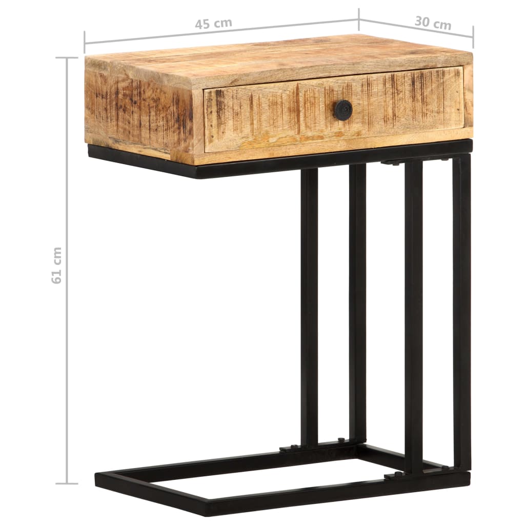 Table d'appoint en forme d'U 45x30x61cm Bois de manguier massif