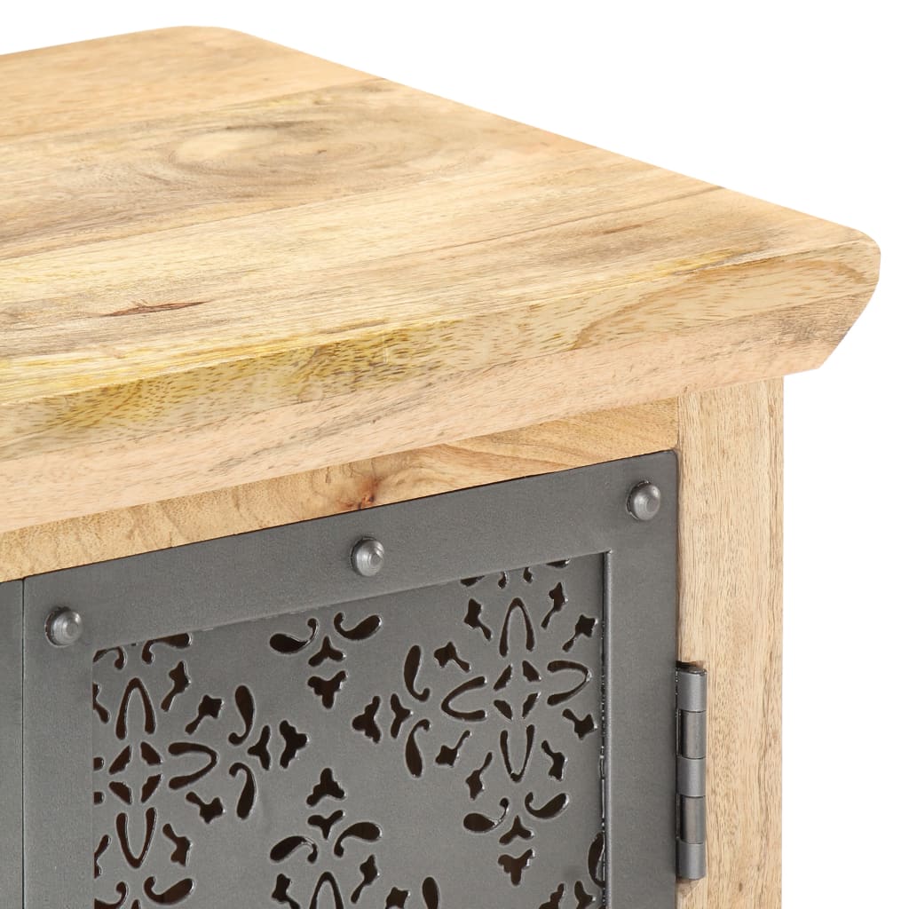 Buffet avec portes en acier 60x35x75 cm Bois de manguier solide