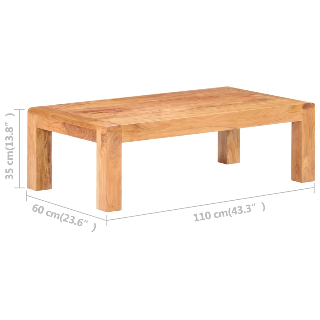 Table basse 110x60x35 cm Bois d'acacia massif et finition miel