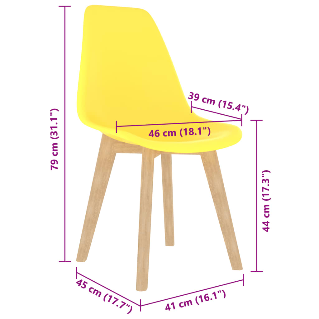 Chaises à manger lot de 4 jaune plastique