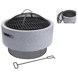 ProGarden Bol à feu avec grille de barbecue Gris clair 52x18,5 cm