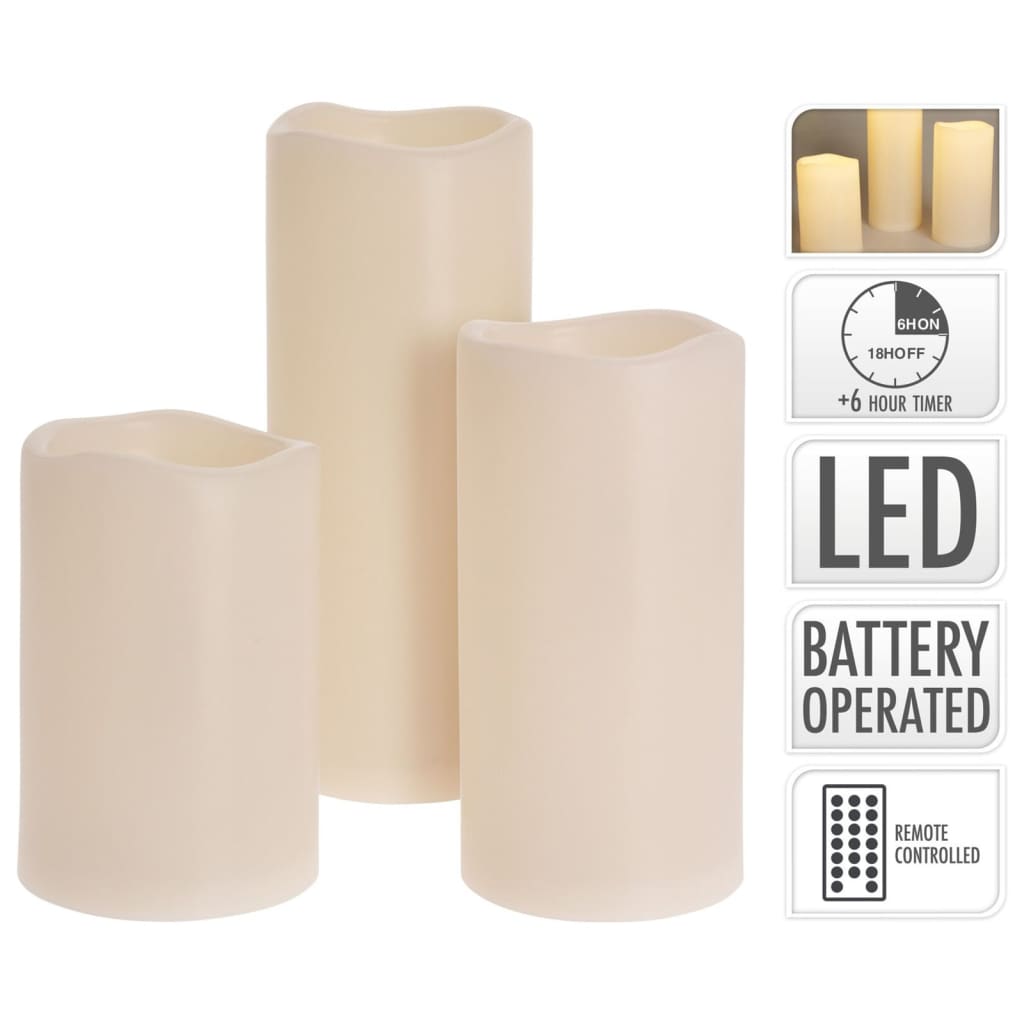 Ambiance Ensemble de 3 bougies à LED avec télécommande