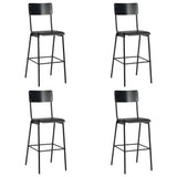 Chaises de bar lot de 4 noir contreplaqué solide et acier